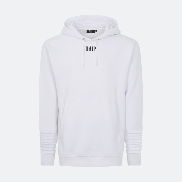 Hoodie White, Black Logo DRIP LDN